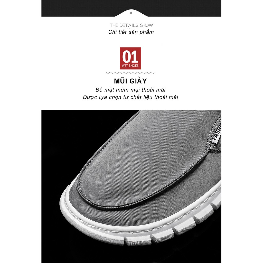 [CÓ SẴN 2021] giày lười vải nam Hàn Quốc kiếu dáng bo chun siêu năng động có sẵn 3 màu( đen, xám,kaki)