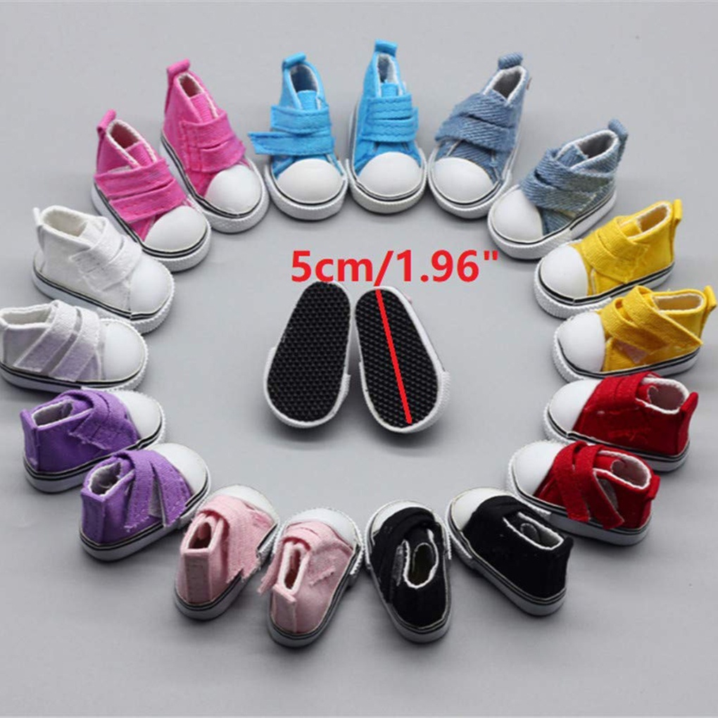 Đôi giày vải canvas phong cách thể thao 5cm dành cho búp bê trẻ em