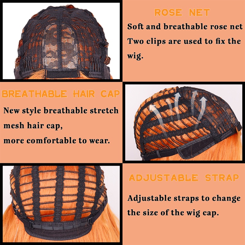 Tóc giả xoăn dài 24" màu cam thời trang nữ