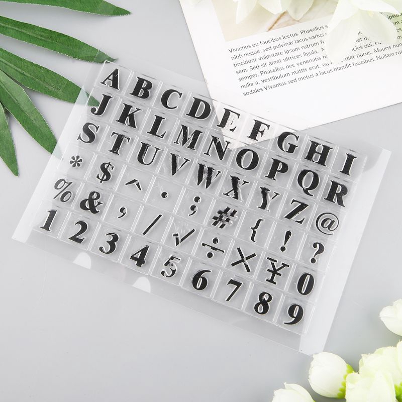 Bộ tem silicon trong suốt hình chữ cái và số dùng trang trí