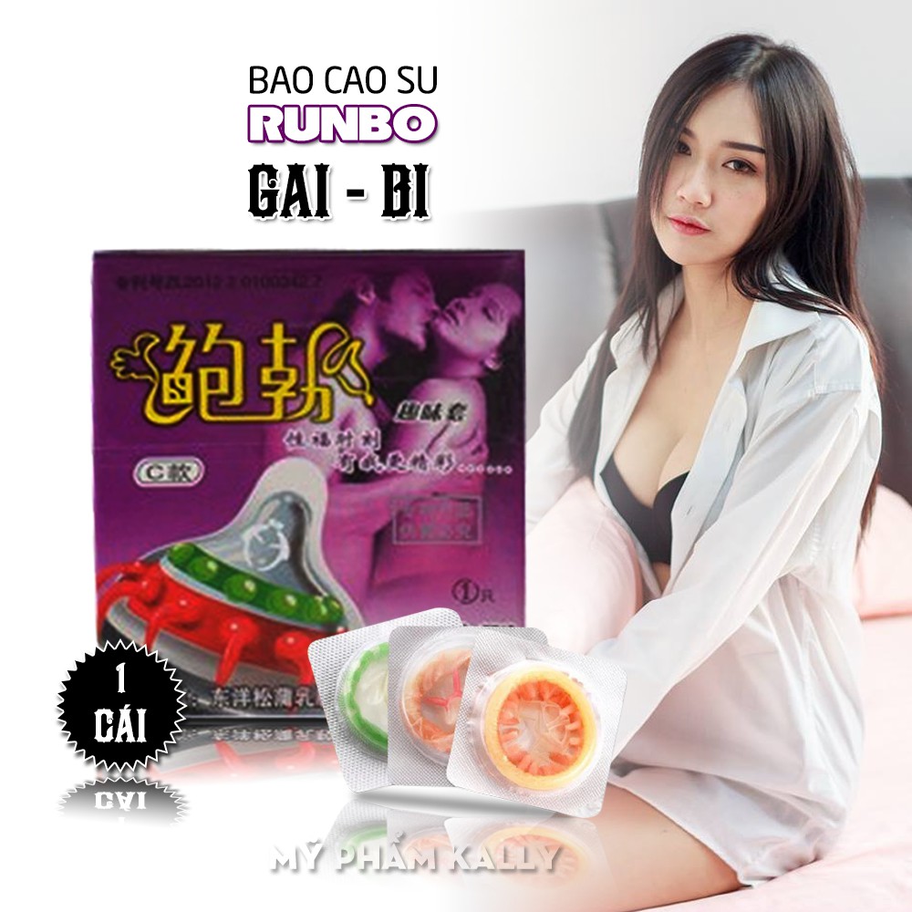 [Giá Cực Khoái] Bao Cao su Runbo Gai Gân Bi Râu Hộp 1 Cái 1 Kiểu. Dòng Bcs Siêu Gai Tăng Khoái Cảm Mãnh Liệt Cho Nữ Giới