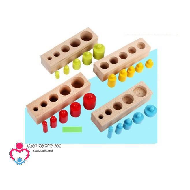 SẬP GIÁ] Set 4 bộ núm trụ Montessori bằng gỗ cho bé