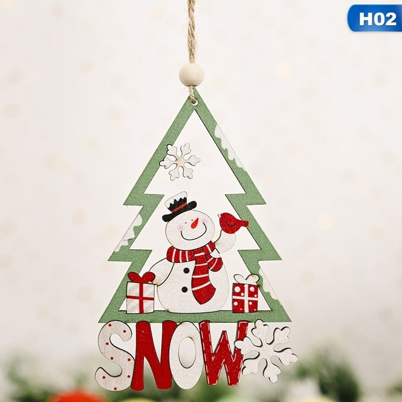 Fashion Hot Sale New Creative Household Christmas Decorations Wooden Tree Box Cartoon Pendant Christmas Tree Pendant