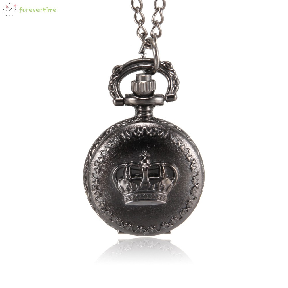 #vương miện# 1pc Men Women Pocket Watch Crown Carved Pattern Case with Chain