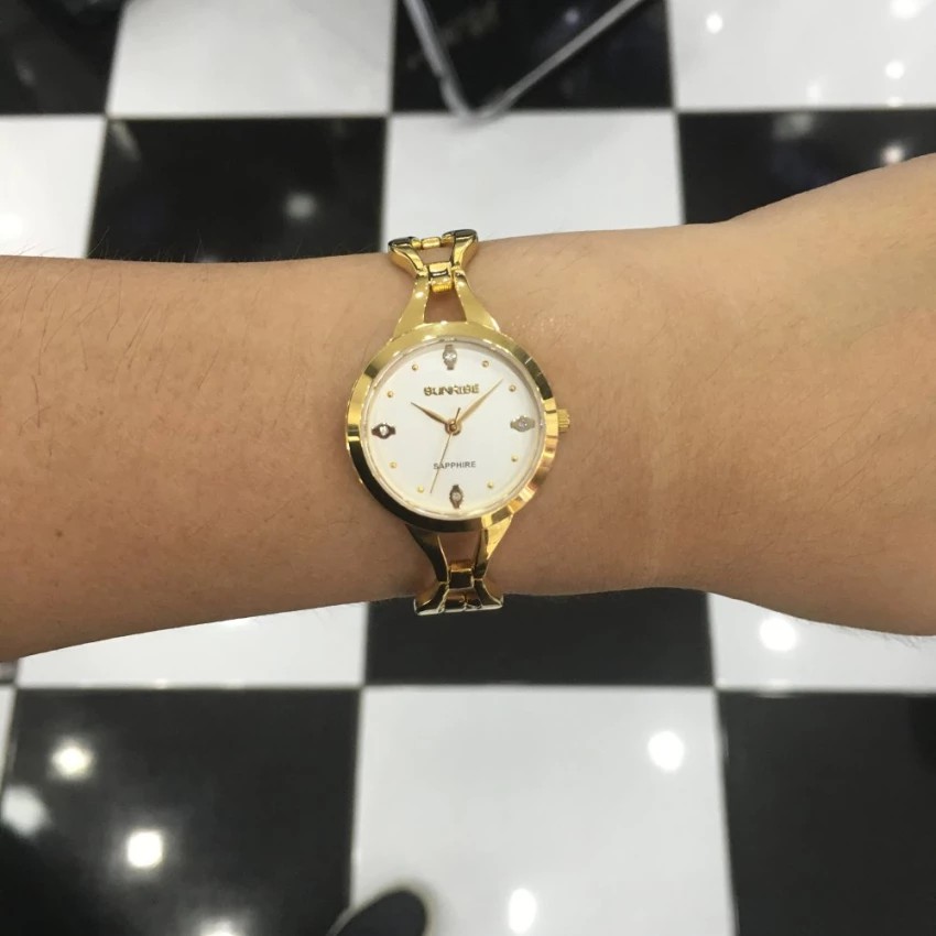 Đồng hồ nữ dây kim loại mặt kính sapphire chống xước Sunrise SL720SWA SL720LSK trắng
