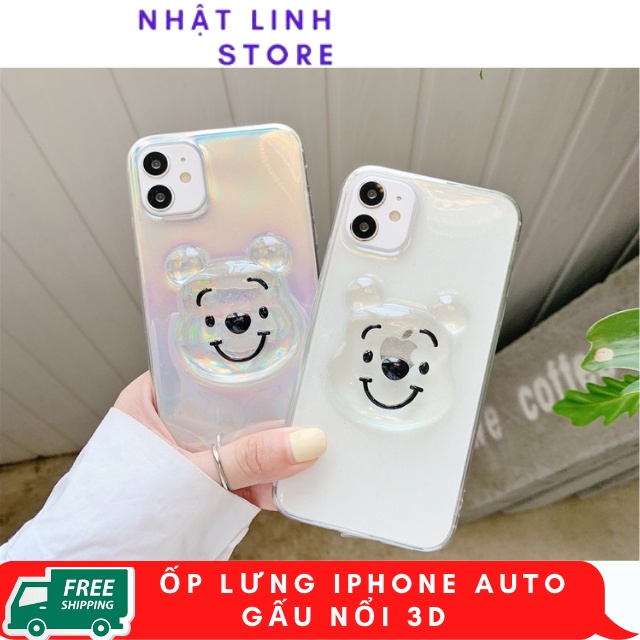 Ốp lưng iphone Auto Gấu Nổi 3D 12 pro max,12,12 pro,11 pro max,11 pro,7 plus,7,xs max,8g,