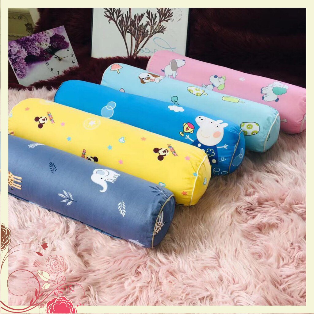 Gối ôm cho bé vải Cotton Hàn Quốc - Ruột Kèm Vỏ (Kích thước 20cm x 60cm) giá tốt