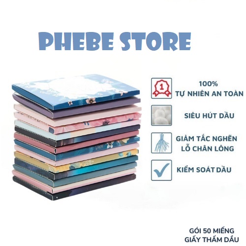 Giấy thấm dầu da mặt gói 50 tờ nội địa Trung họa tiết hoạt hình cute dễ thương tiện dụng