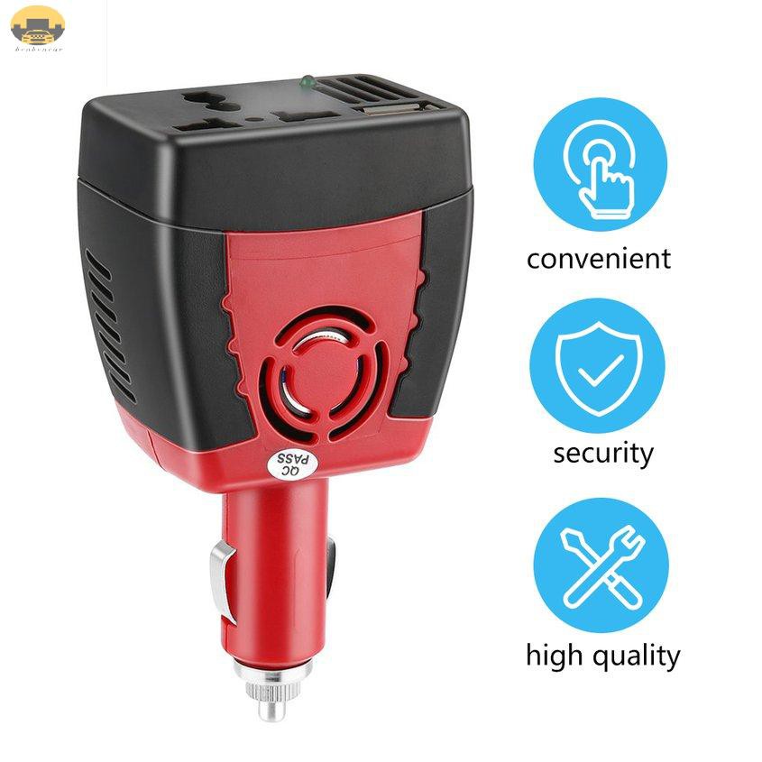 Hàng Mới Về Thiết Bị Chuyển Đổi Nguồn Điện 150W Từ 12V DC Sang 220V AC Cổng USB Cho Xe Hơi