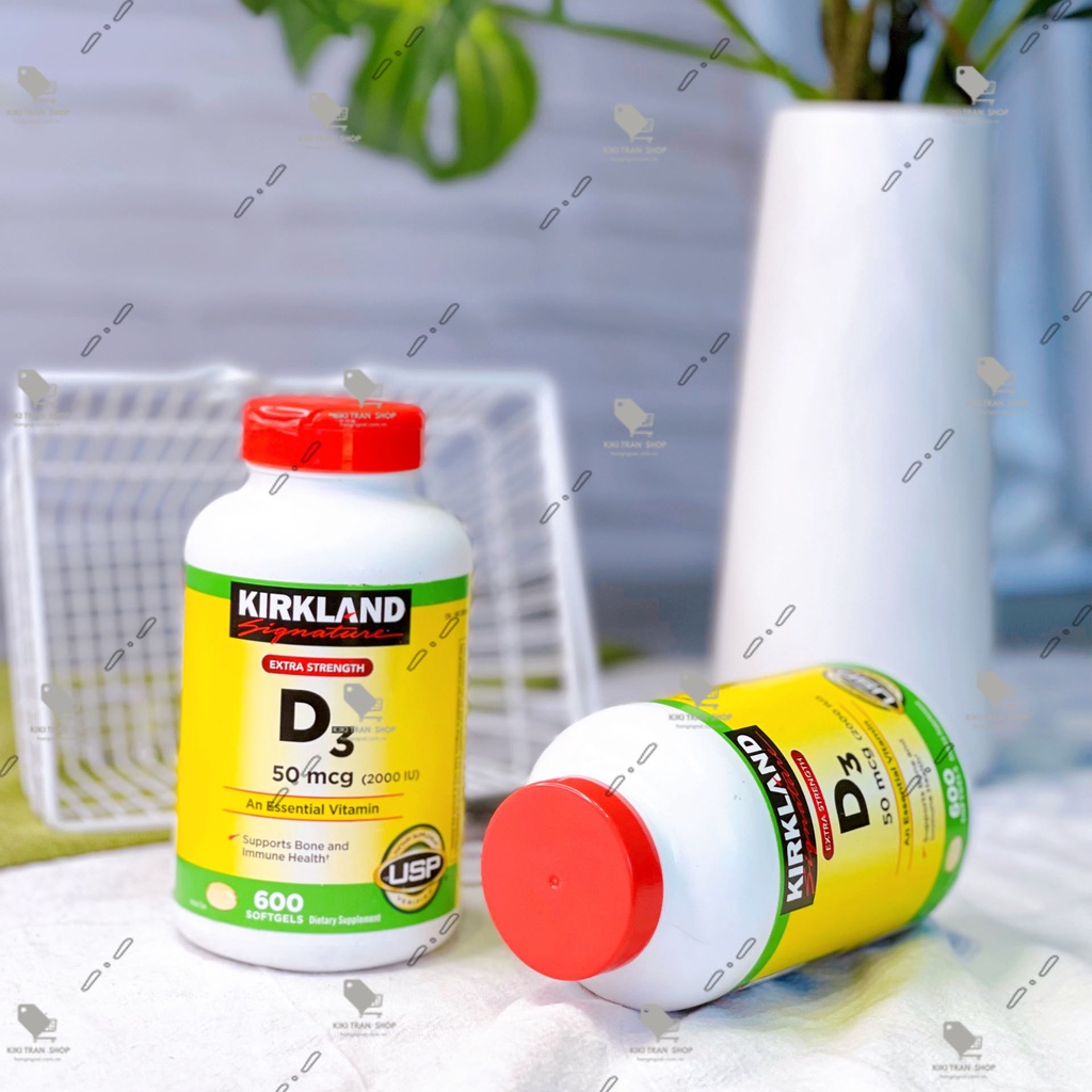 Viên uống bổ sung Vitamin D3 2000iu hãng Kirkland của Mỹ, hộp 600 viên, giúp tăng cường hấp thụ canxi và phốt pho