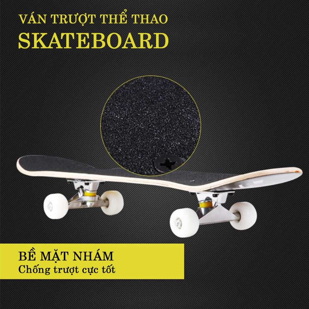 Ván Trượt Thể Thao ⚡FREE SHIP⚡ Ván Trượt  Skateboard Gỗ Phong 7 Lớp, Mặt Nhám Cao Cấp