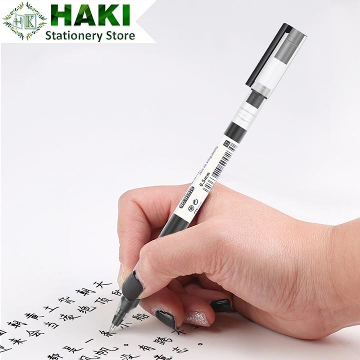Bút bi nước mực gel ngòi 0.5mm HAKI màu đen đỏ xanh dụng cụ viết văn phòng phẩm B15