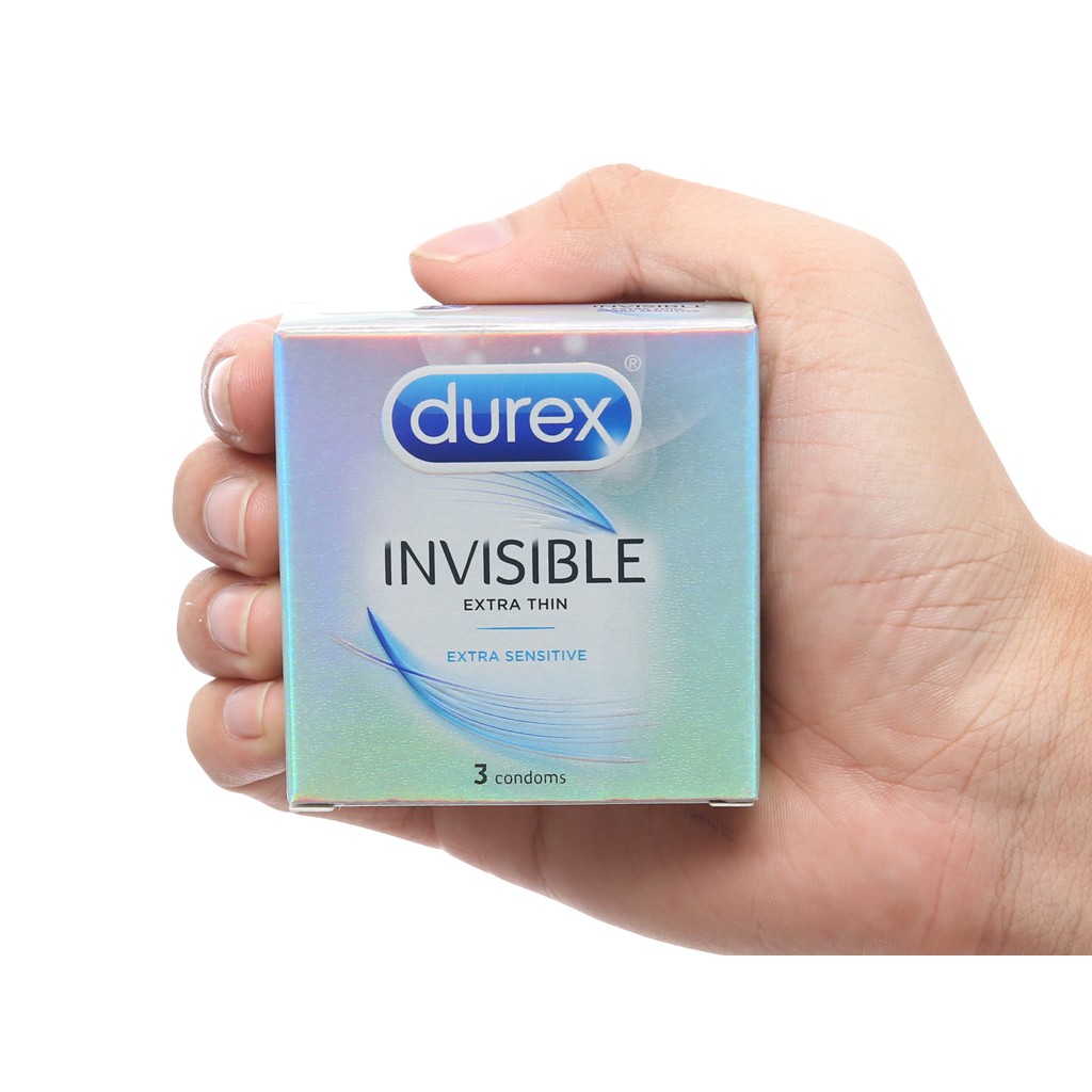 Hộp 3 cái bao cao su Durex Invisible Extra Thin Extra Sensitive 52mm - Cực mỏng