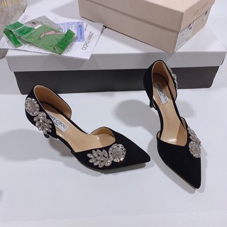 Giày cao gót jimmy choo khoét eo gót nhọn hoa ngọc fullbox bill túi giấy