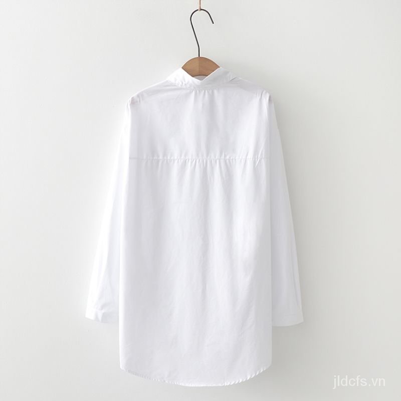 Áo Sơ Mi Trắng Tay Dài Dáng Rộng Thắt Cà Vạt Thời Trang 2020 Cho Nữ