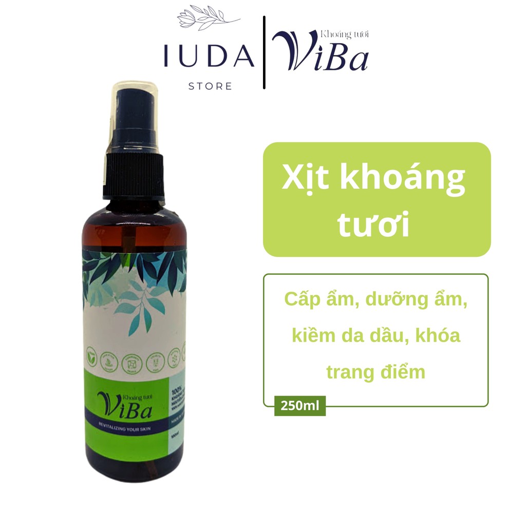 Xịt khoáng tươi VIBA 250ml cấp, dưỡng ẩm, kiềm da dầu, khóa trang điểm - IUDA Store