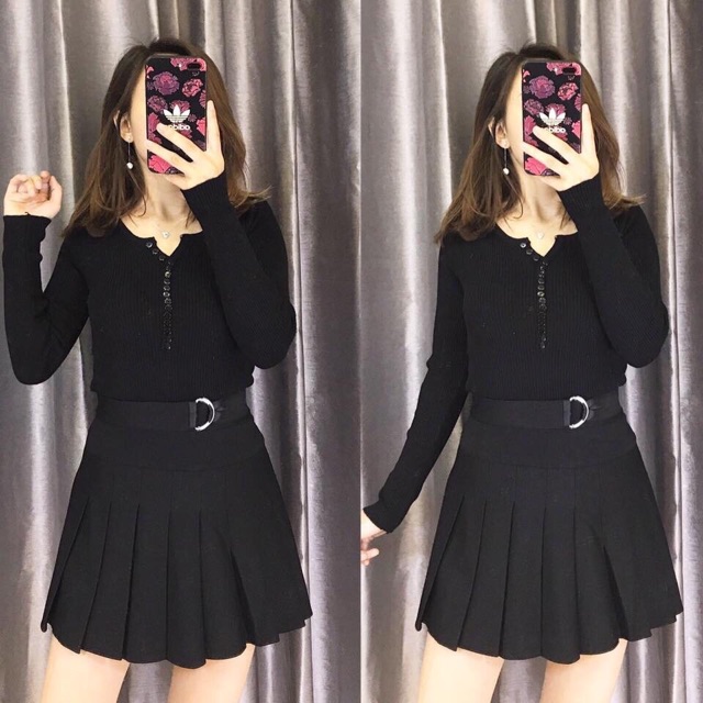 Áo len dài tay cổ cúc dáng ôm, Áo kiểu cúc ngực vải len tăm co giãn AL1354 - NhiNhi Shop | BigBuy360 - bigbuy360.vn