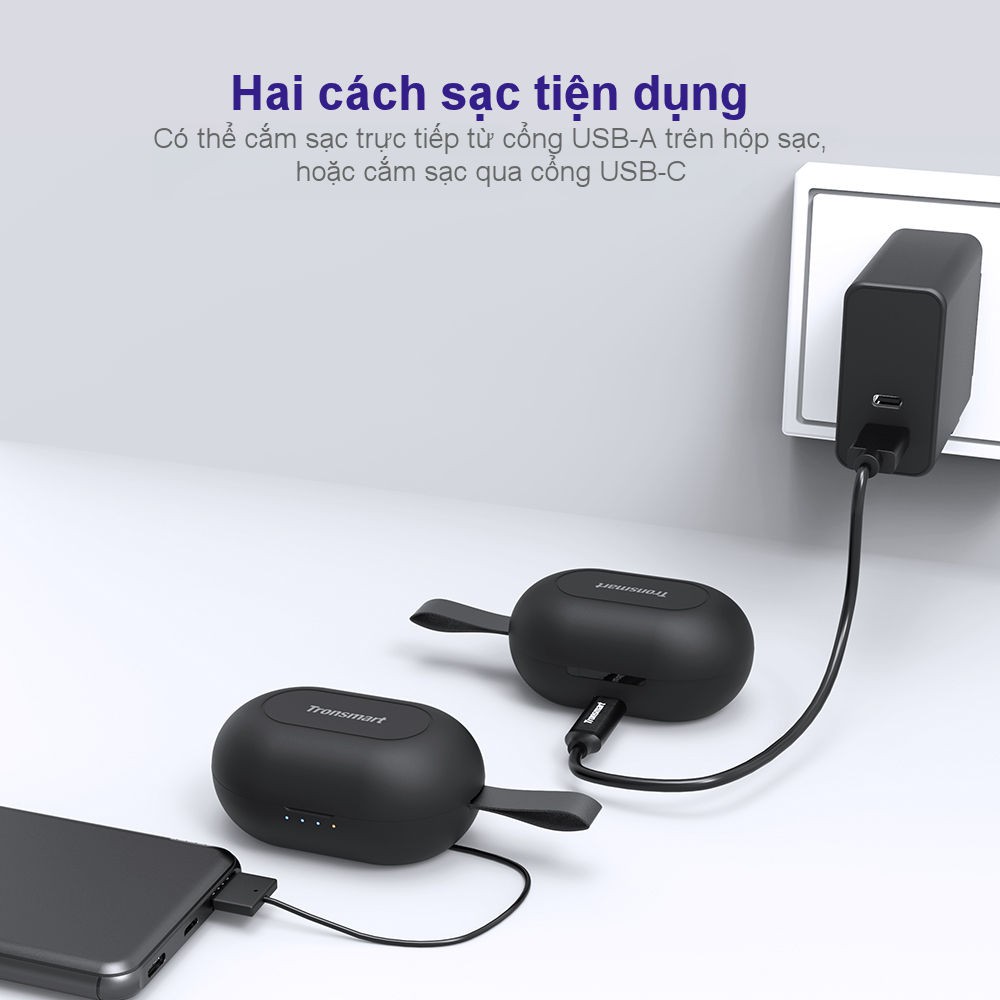 ✪ CHÍNH HÃNG ✪ Tronsmart Spunky Beat | Tai nghe Bluetooth không dây 5.0 chống nước IPX5 tích hợp công nghệ hủy tiếng ồn | BigBuy360 - bigbuy360.vn