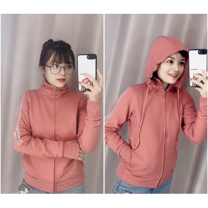 Áo khoác chống nắng nữ 6 túi, nón rời. Tay áo phối viền Phản Quang