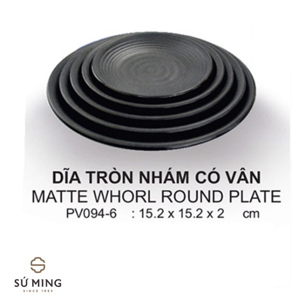 Đĩa Tròn Đen Nhựa Melamine Cao Cấp Dùng Trong Nhà Hàng, Quán Ăn