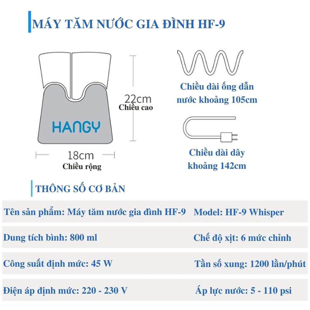 Combo máy tăm nước gia đình HANGY HF-9 và và bàn chải điện đánh răng 3D LEYUYO HANGY