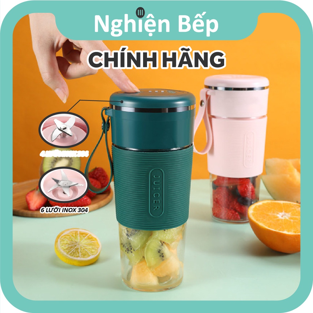 Cốc máy xay sinh tố cầm tay mini nhỏ gọn siêu tiện lợi - CHÍNH HÃNG NGHIỆN BẾP K10 tích hợp pin sạc usb 300ml