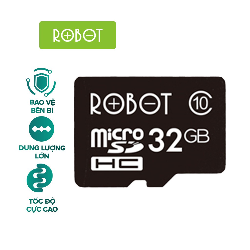 Thẻ nhớ Micro SD ROBOT dung lượng 16Gb / 32Gb / 64GB - Dành cho camera an ninh, Điện thoại, Loa bluetooth, Laptop