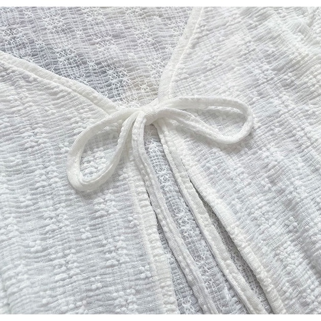 Áo Khoác Cardigan Dệt Kim Mỏng Chống Nắng Màu Trắng Thời Trang Mùa Hè Cho Nữ