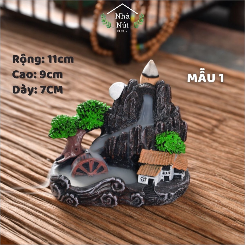 Combo tiểu cảnh thác khói trầm hương tự nhiên khói tỏa ngược đốt xông phòng, thư giãn, khử khuẩn, giảm stress T1