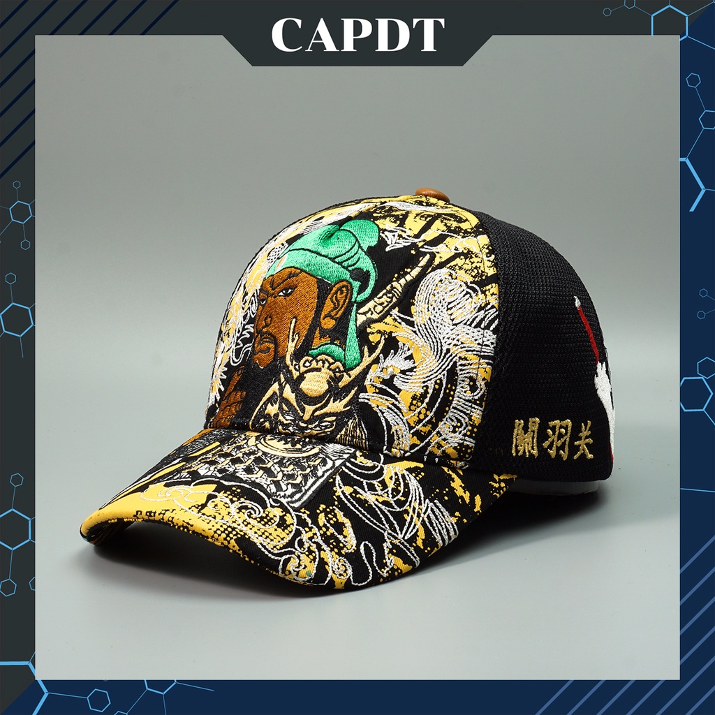 Mũ lưỡi trai chính hãng CAPDT, nón kết nam thêu Quan Vũ - Quan Công sắc nét cực đẹp DT08