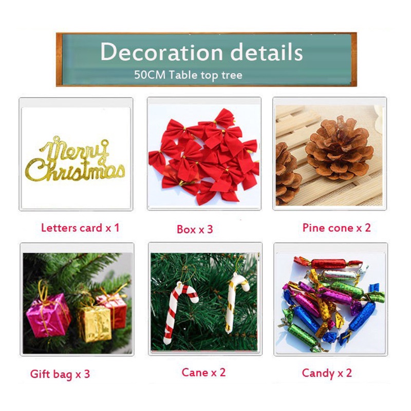 Cây Thông Noel 50cm Có Đèn LED DIY Trang Trí Nhà Cửa Dịp Giáng Sinh Năm Mới