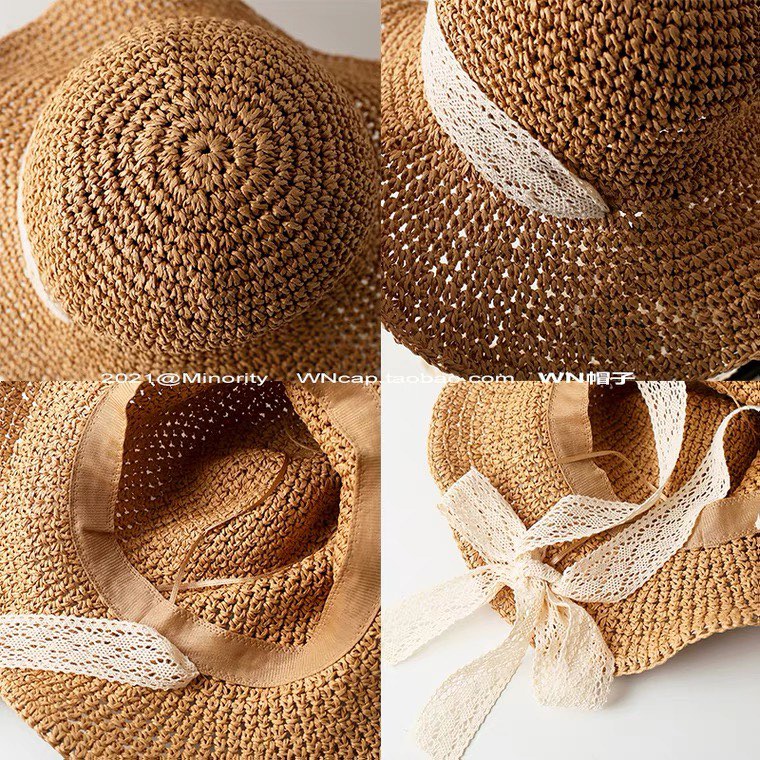 Mũ cói đi biển dây thắt nơ bánh bèo