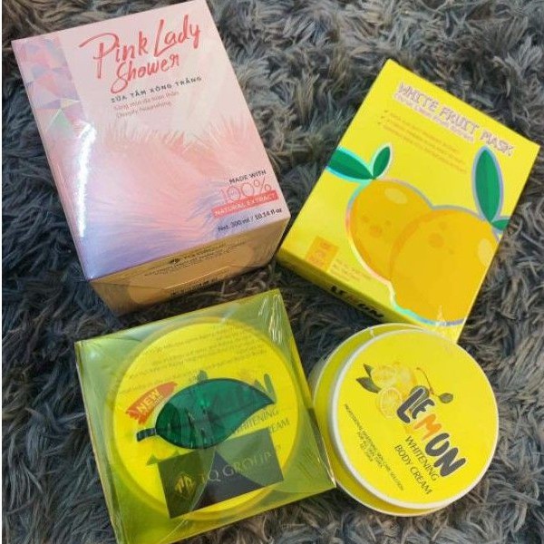 [CHÍNH HÃNG] COMBO DƯỠNG TRẮNG TOÀN THÂN SỮA TẮM XÔNG TRẮNG PINK LADY + BODY LEMON CHANH + Ủ TRẮNG CHANH LEMON