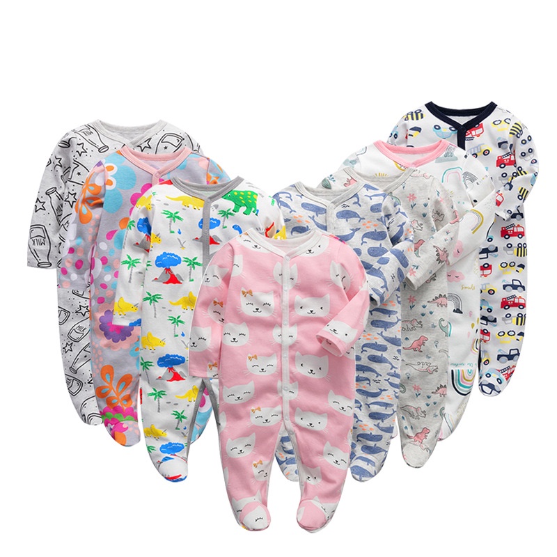 Jumpsuit Ngủ BằNg Cotton MềM MạI, HọA TiếT HoạT HìNh Cho Bé Sơ Sinh