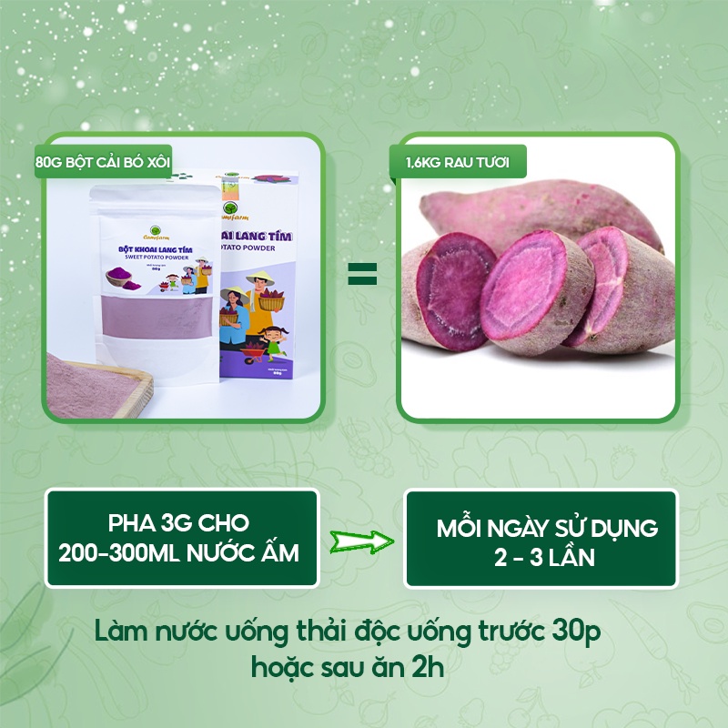 Bột Khoai Lang Tím CAMIFARM Bột Rau Củ Nguyên Chất 100% Túi 80G