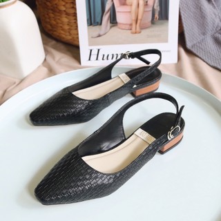 Giày mũi vuông nữ Slingback 2cm da pu mềm mại kiểu dáng đẹp tối giản hiện đại dễ dàng phối đồ