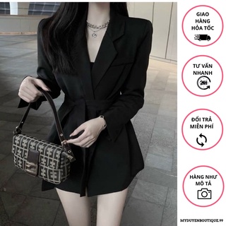 Áo khoác blazer chất tuyết mưa cột eo sang chảnh