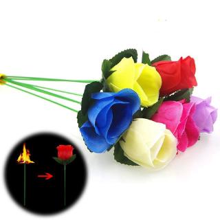 Stage Close Up Magic Trick Torch Rose to Fire Tricks Flame Appearing Flower