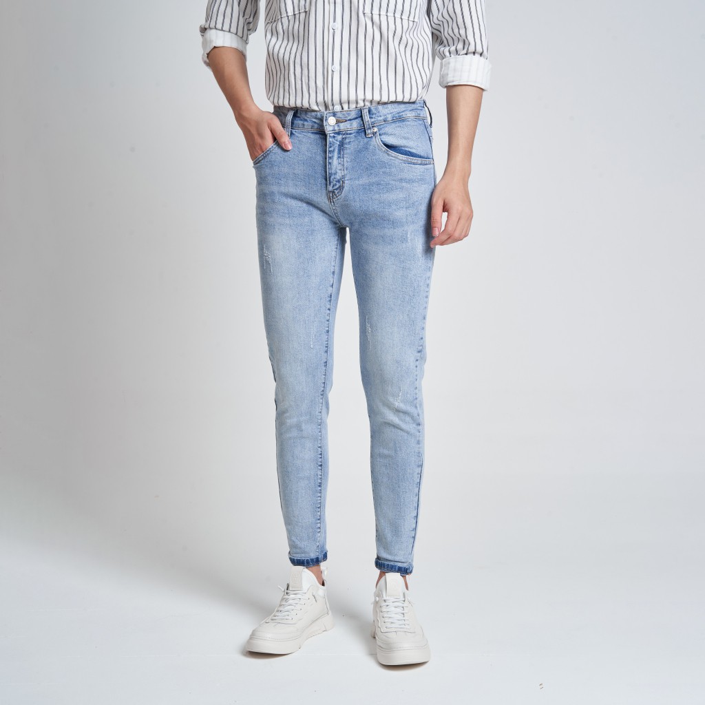 Quần Jeans Nam Chất Bò Đẹp Local Brand TONY4MEN Form Slimfit Màu Xanh Xước QJ1040 | BigBuy360 - bigbuy360.vn