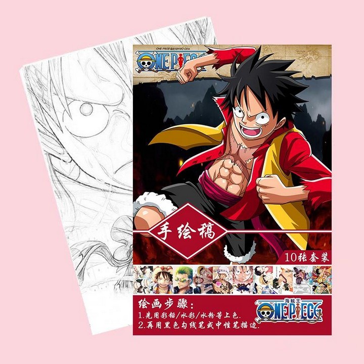 Tranh tô màu One Piece Đảo hải tặc Luffy tập bản thảo phác họa anime manga