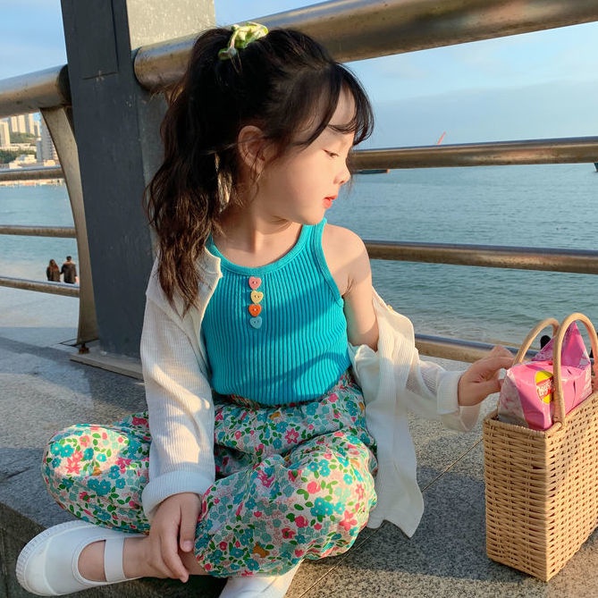 Áo Hai Dây Màu Trơn Thời Trang Xuân Hè Dễ Phối Đồ Cho Bé Gái