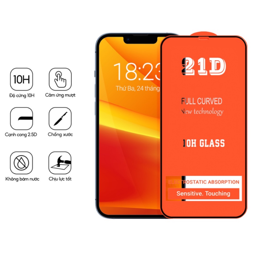 Kính cường lực iphone 14 Pro Max xs max 7 Plus 8 Plus 11 Promax 12 Promax 13 Promax 6 6s se 2020 full màn hình 21D 111D