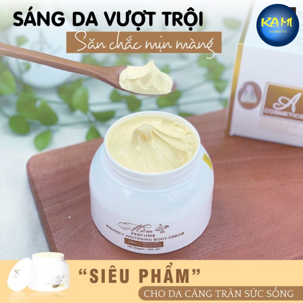 Kem Body Mềm Chữ a Nước Hoa cosmetics Chính Hãng 250gr Dưỡng Trắng Da Siêu Tốc kháng nước - KAMI
