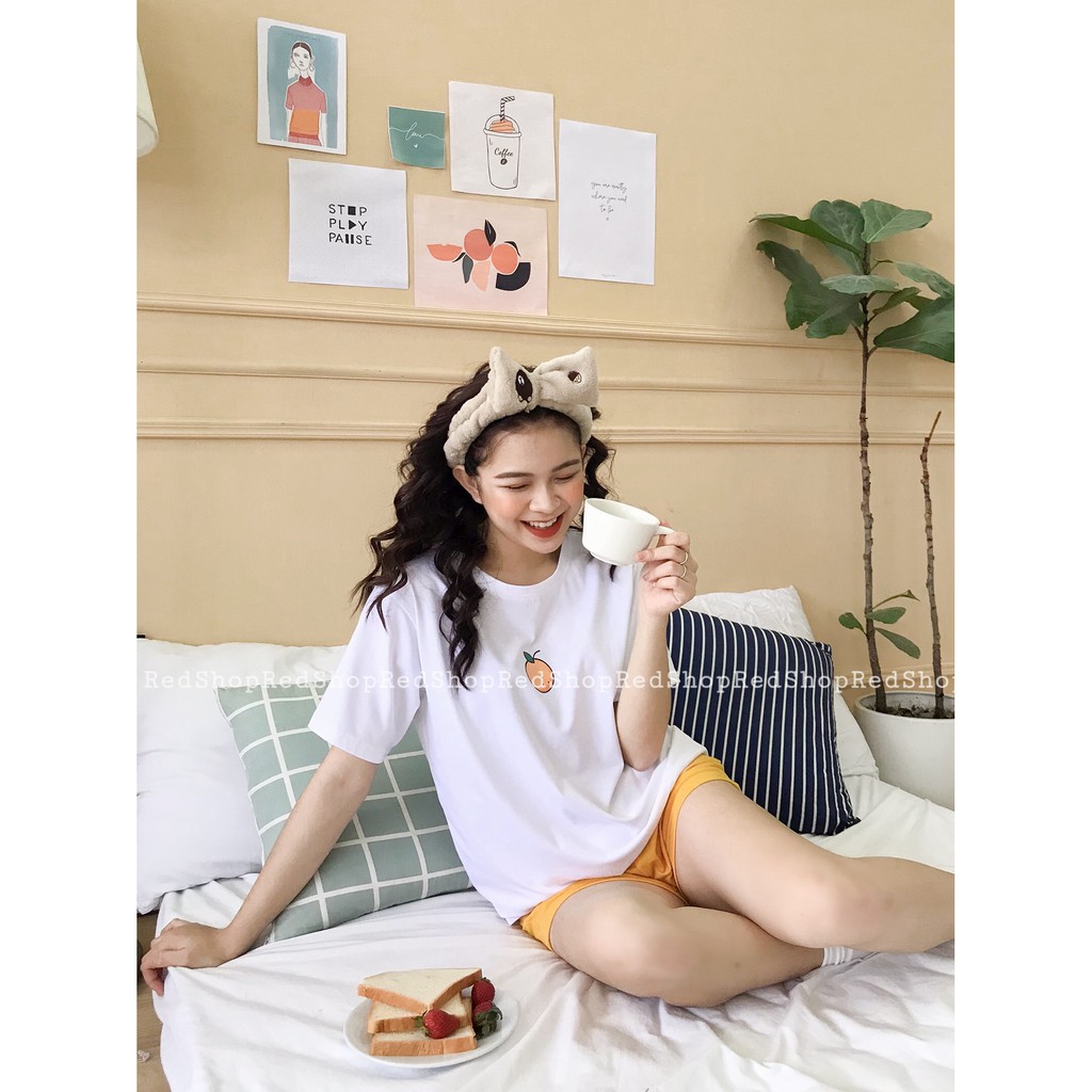 Bộ ngủ nữ mặc nhà phong cách Hàn Quốc họa tiết Homy hoa quả chất đũi mịn vải mát không nhăn REDSHOP | BigBuy360 - bigbuy360.vn