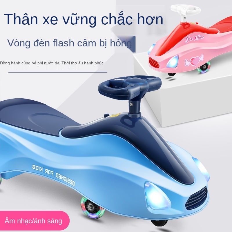 ♂✽Twisted Car Children Slippery Belt Music Light Wheel Baby Scooter 1-7 tuổi Cô gái xe ô tô <