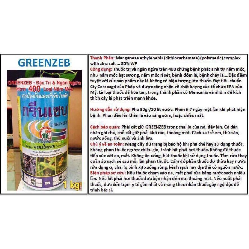 Thuốc trị nấm mốc của Thailand hiệu Greenzeb ( gói chiếc 100g)