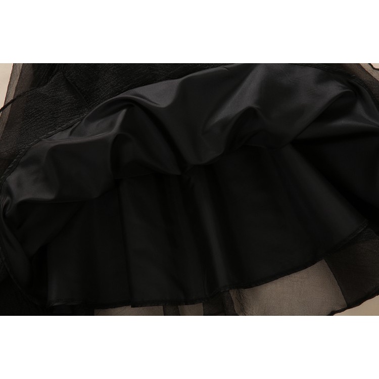 Eugen Chân Váy Dài Phối Lưới Màu Đen Xám Dễ Phối Đồ Thời Trang Cho Nữ 2021