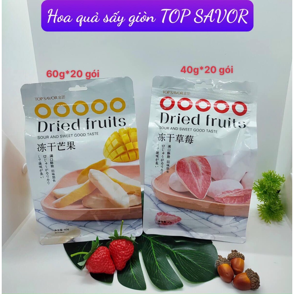 Hoa quả sấy giòn Top Savor 46k/ gói