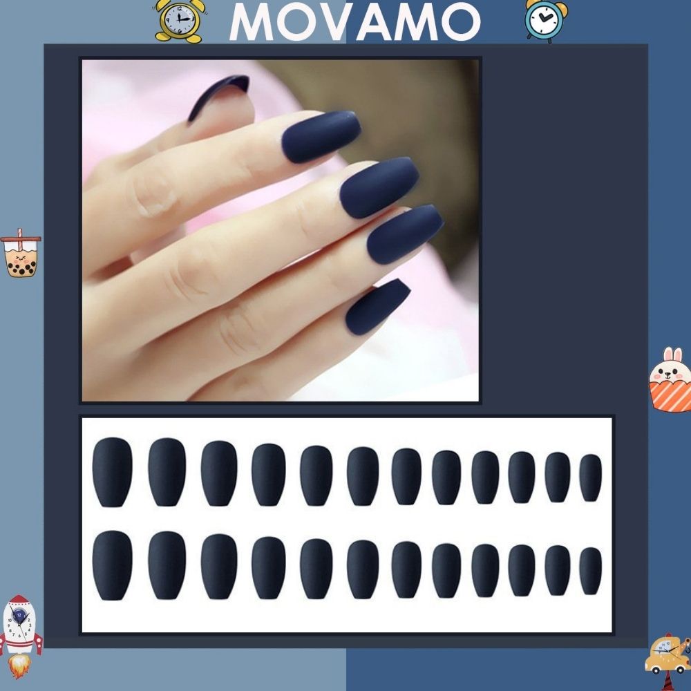 Set 24 móng tay giả Movamo nhiều màu xinh xắn kèm keo dán móng MG12