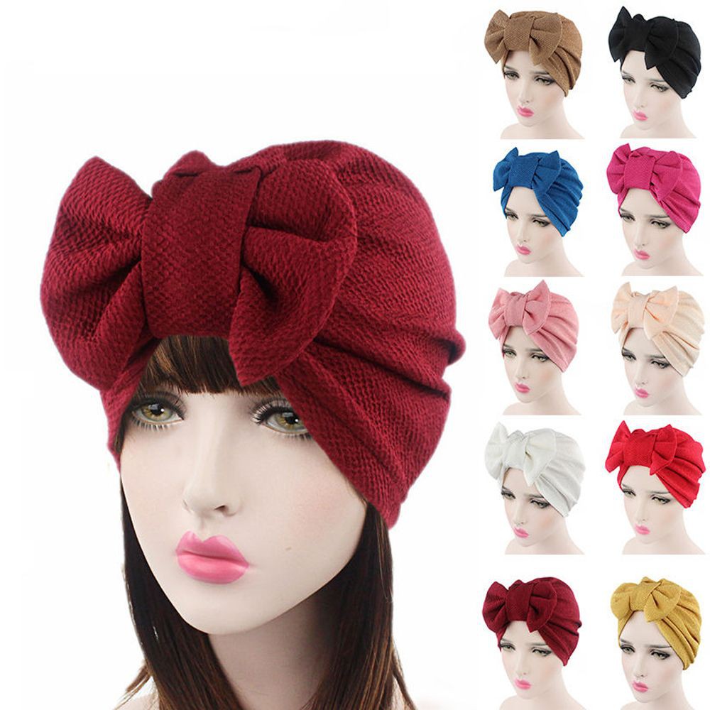 LUCKY🔆 New Beanie Hat Women's Fashion Hijab Chemo Cap Scarf Charm Head Wrap Snood Bow Turban Bonnet/Multicolor